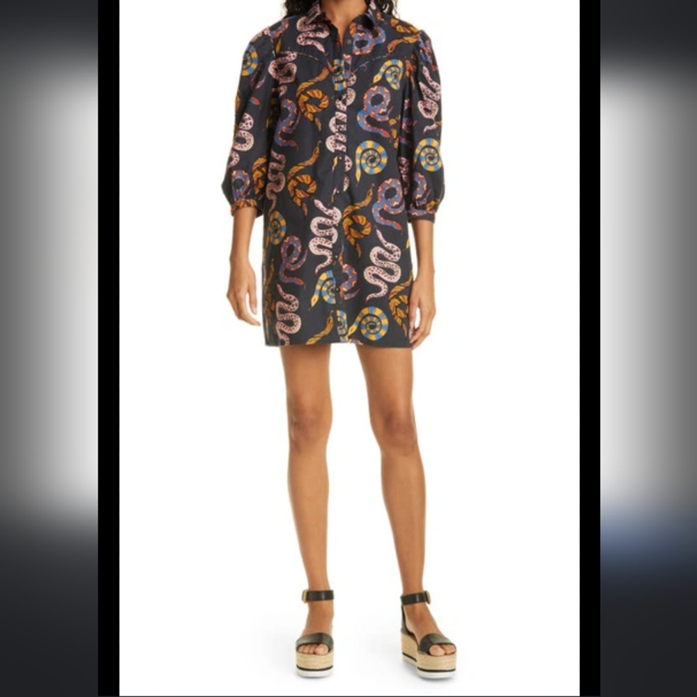 FARM Rio Black and Multicolor Mini Dress